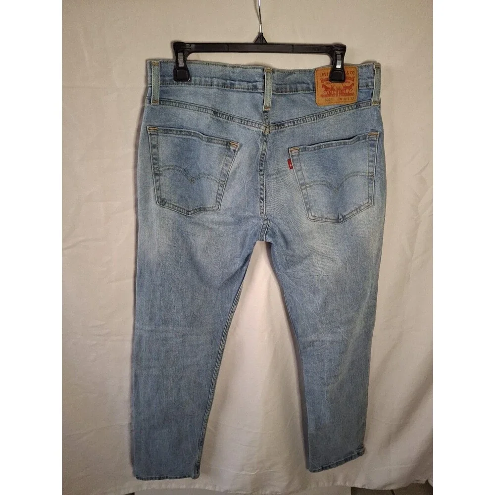 LEVI 502 Straigth Fit Tapered Leg Strech Blue Jeaan Men s Size 32 X 32 (1497)